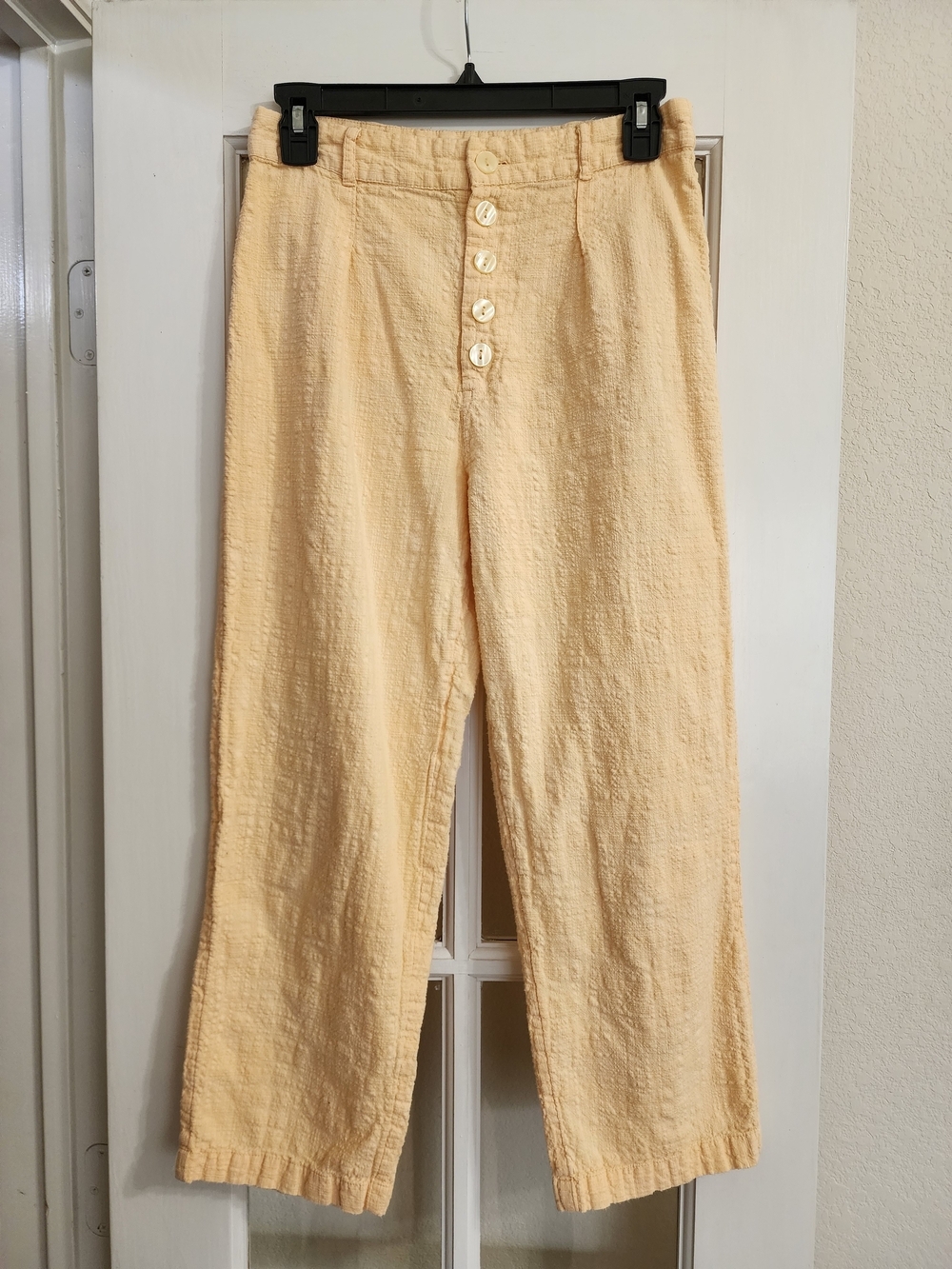 Urban Outfitters Peach Yellow Cotton Gauze Button Front Cropped Pants US 6